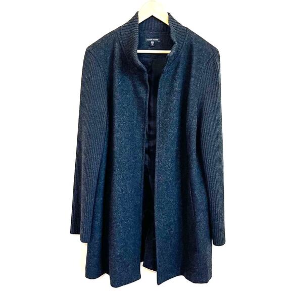 Eileen Fisher Wool Womens Cardigan Jacket Size XL Gray Lagenlook Open Front - Picture 1 of 10